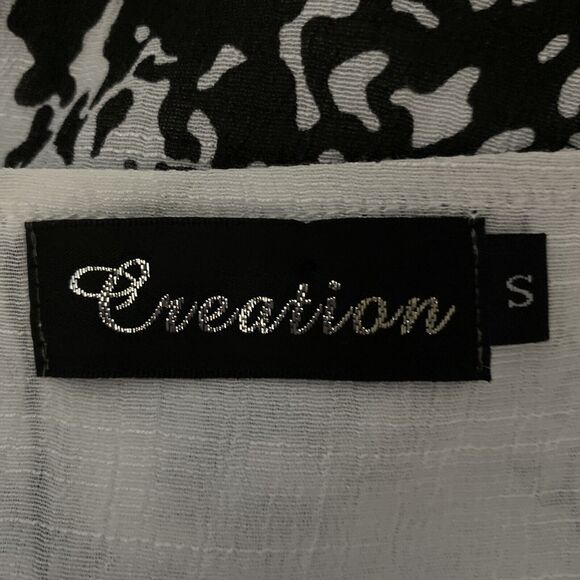 Womens S Tunic Top CREATION S White Black Abstract Graphic Print Long Layer NICE - Picture 5 of 8